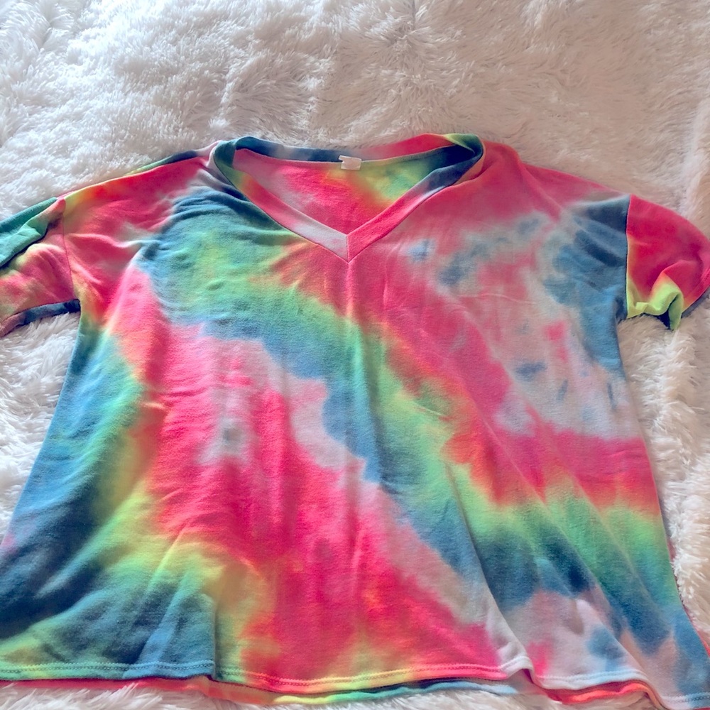 Bright Tie-Dye V-Neck Tee